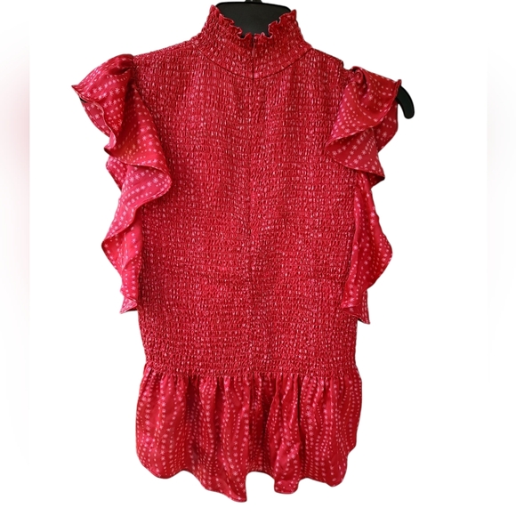 Cinq à Sept Red Ruffled Blouse - Picture 3 of 6